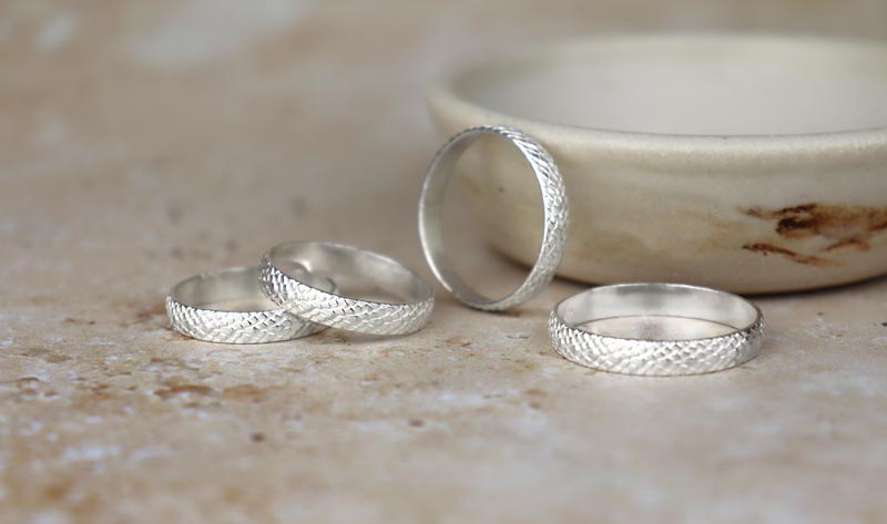 4mm Snake Skin Sterling Silver Band