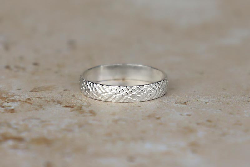4mm Snake Skin Sterling Silver Band
