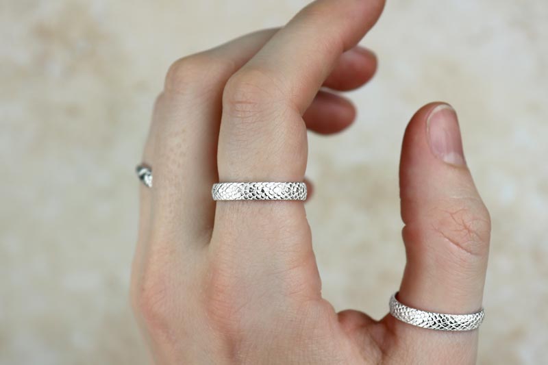 4mm Snake Skin Sterling Silver Band