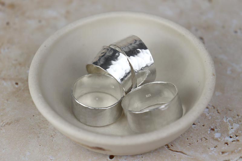 10mm Hammered Sterling Silver Band