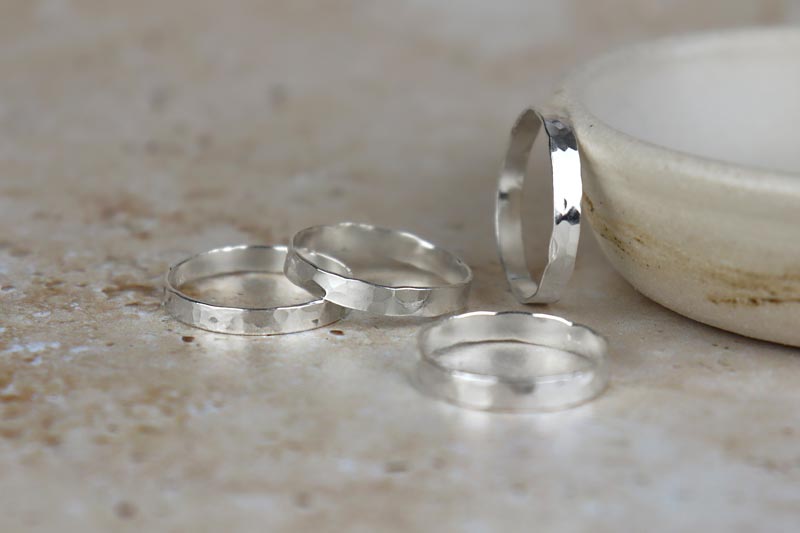 3mm Hammered Sterling Silver Band