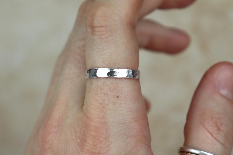3mm Hammered Sterling Silver Band