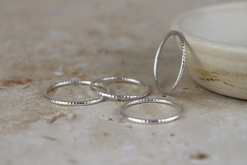 1mm Textured Sterling Silver Band