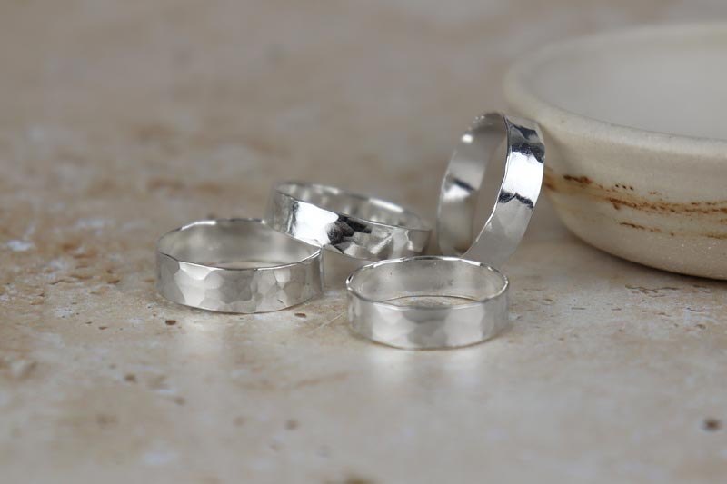 5mm Hammered Sterling Silver Band