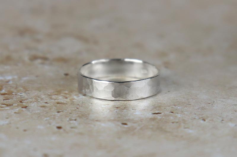 5mm Hammered Sterling Silver Band