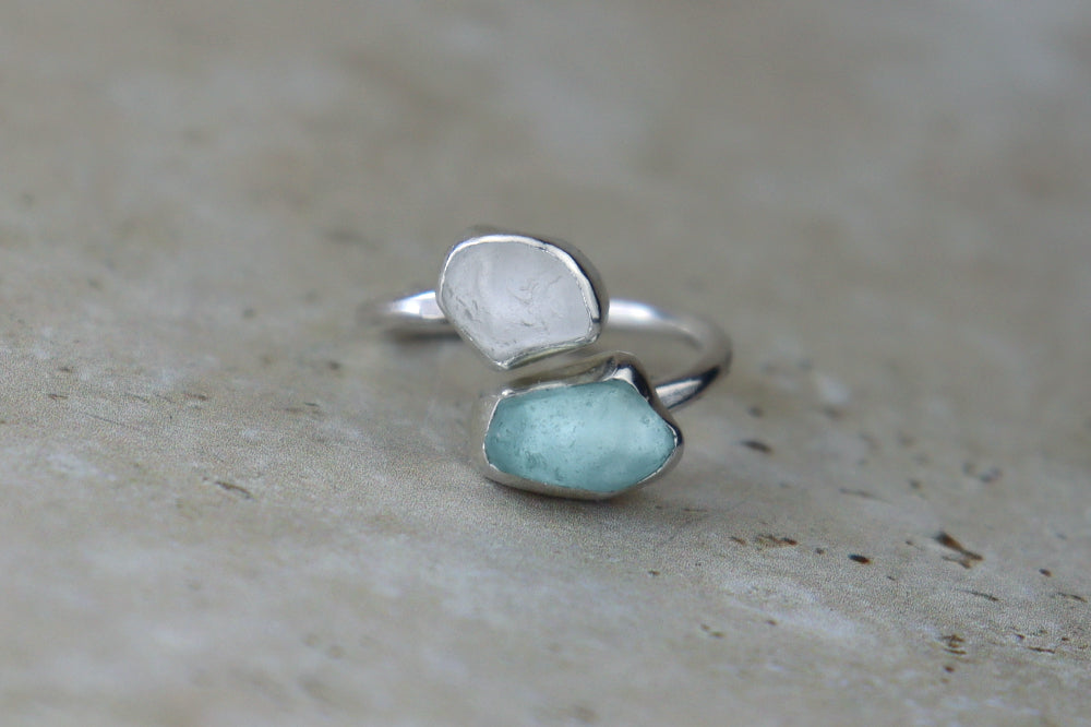 UK Size L Welsh Sea Glass Ring