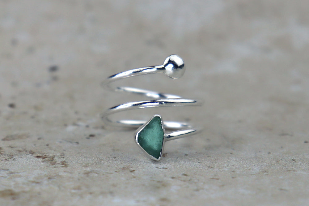 UK Size T Welsh Sea Glass Ring