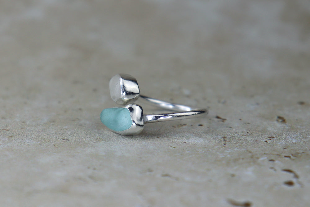 UK Size L Welsh Sea Glass Ring