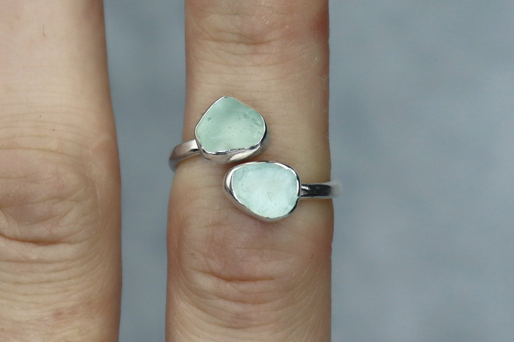 UK Size L/M Welsh Sea Glass Ring