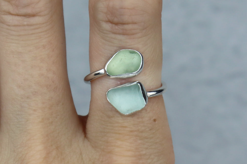 UK Size P Welsh Sea Glass Ring