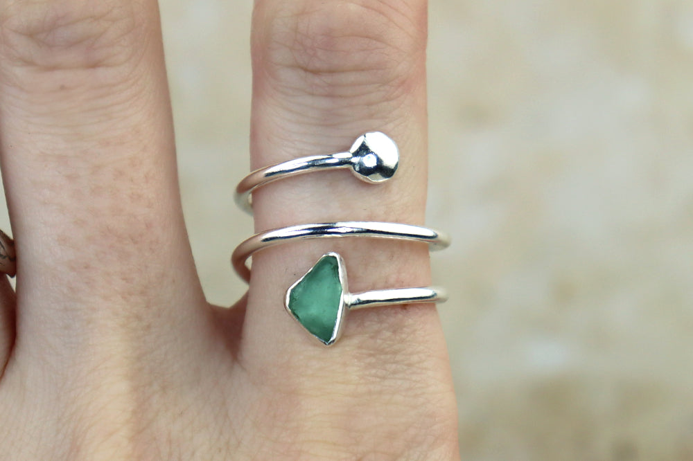 UK Size T Welsh Sea Glass Ring