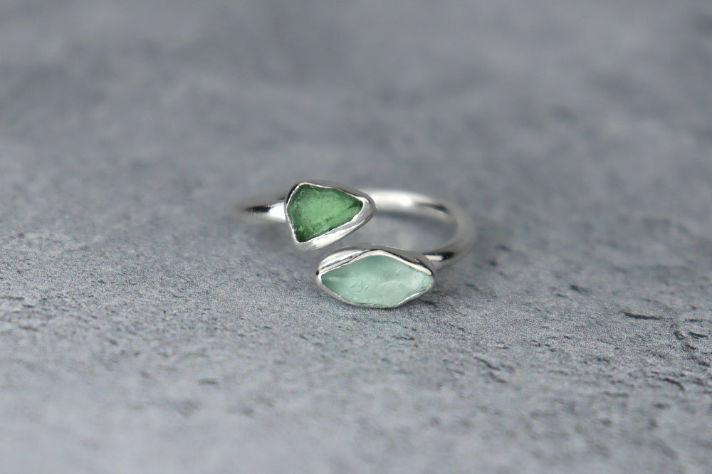 UK Size K/L Welsh Sea Glass Ring