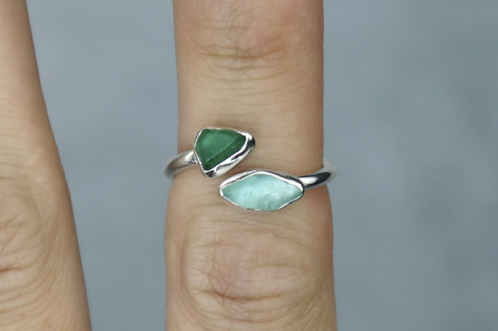 UK Size K/L Welsh Sea Glass Ring