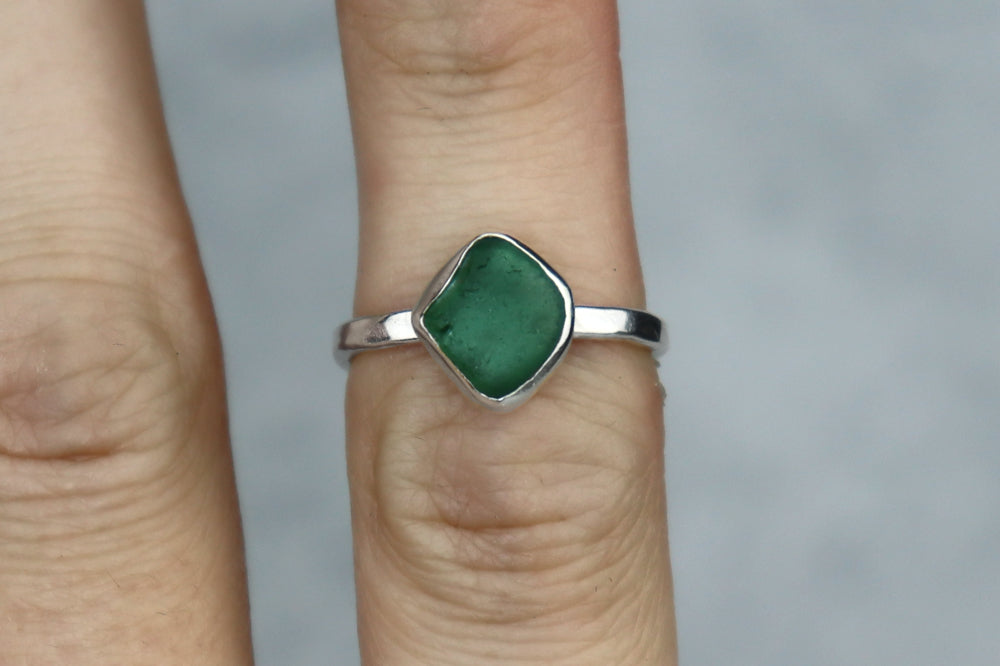 UK Size M Welsh Sea Glass Ring