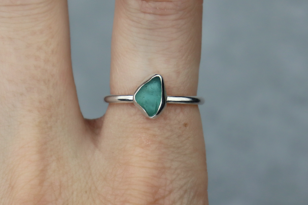 UK Size O Welsh Sea Glass Ring