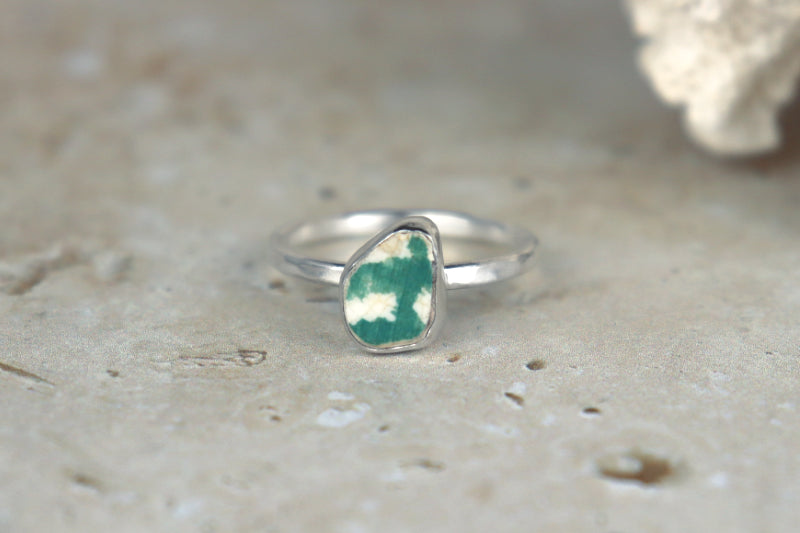 UK Size P/Q Welsh Sea Pottery Ring