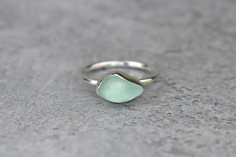 UK Size P Welsh Sea Glass Ring
