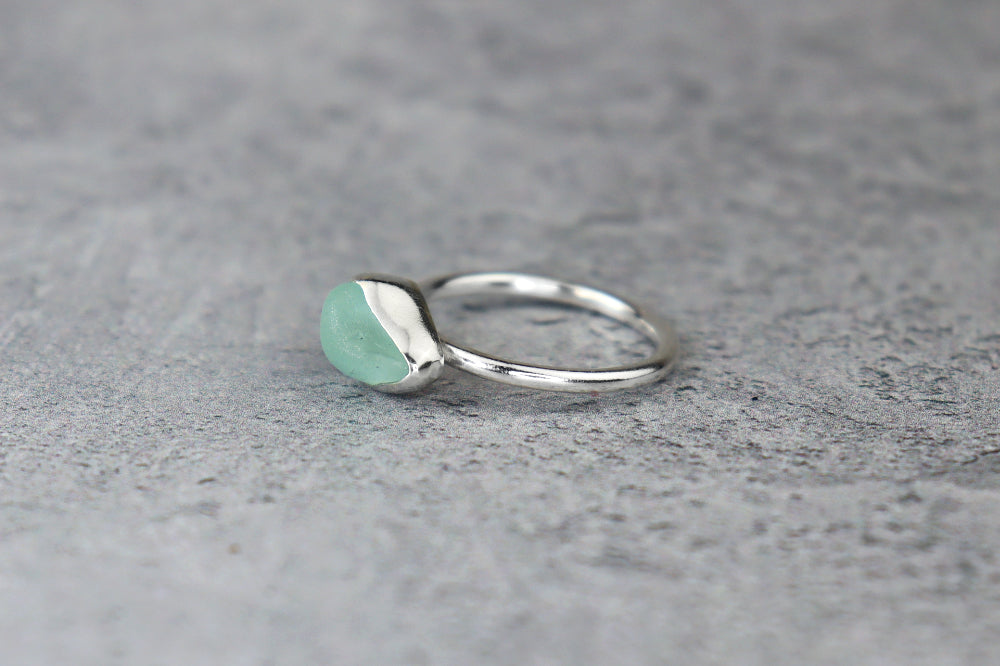 UK Size P Welsh Sea Glass Ring