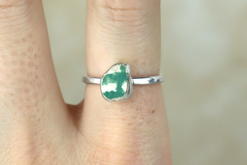 UK Size P/Q Welsh Sea Pottery Ring