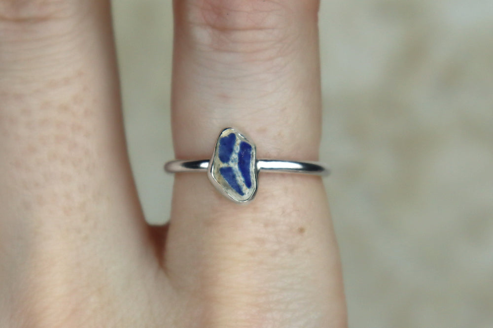 UK Size P Welsh Sea Pottery Ring
