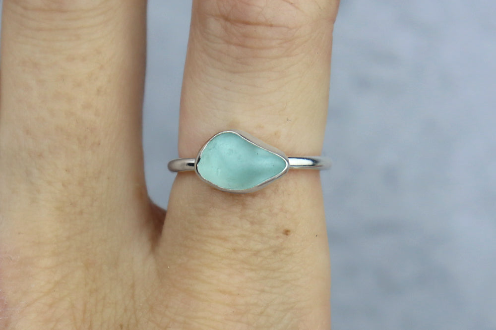 UK Size P Welsh Sea Glass Ring