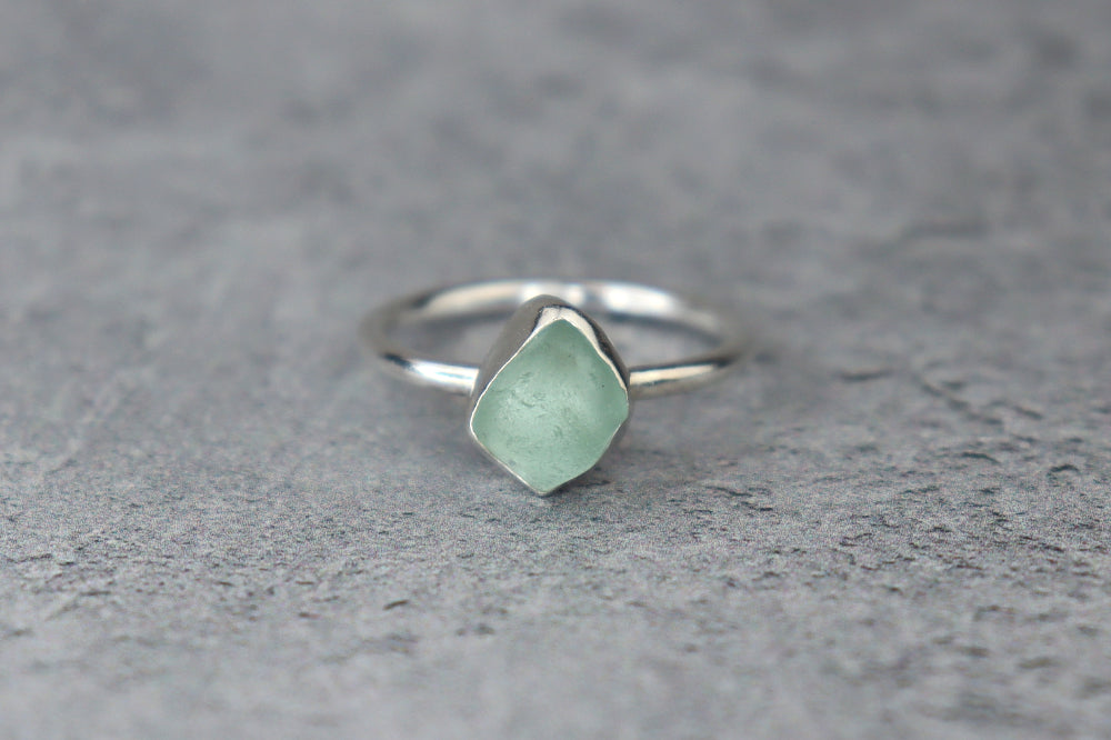 UK Size Q Welsh Sea Glass Ring