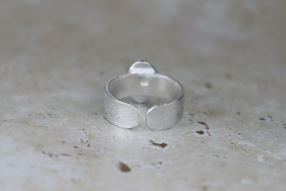 UK Size R Reticulated Welsh Sea Glass Ring