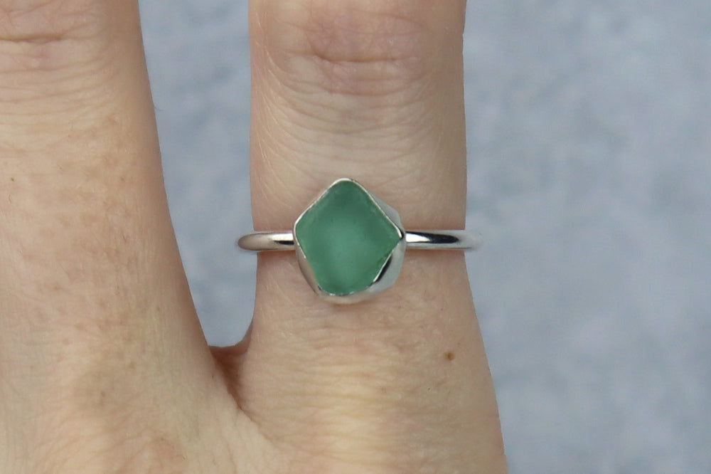 UK Size P Welsh Sea Glass Ring