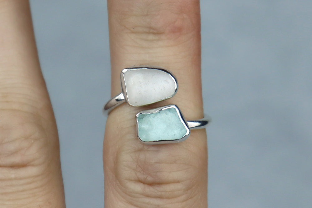 UK Size K/L Welsh Sea Glass Ring
