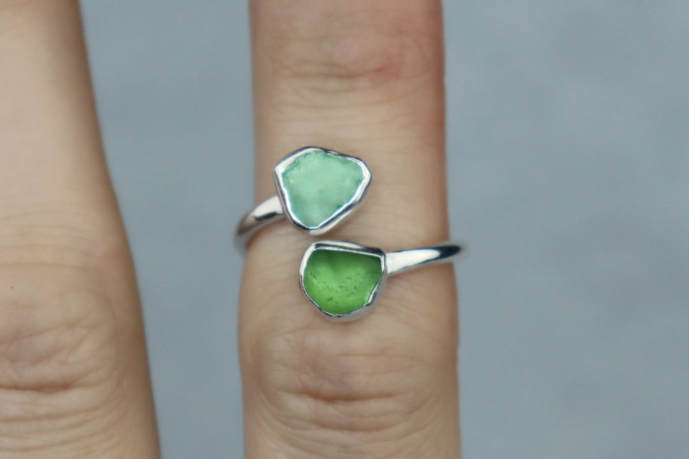 UK Size M Welsh Sea Glass Ring