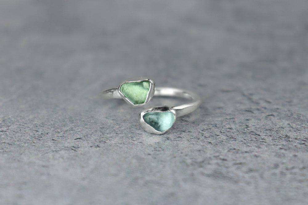 UK Size M Welsh Sea Glass Ring