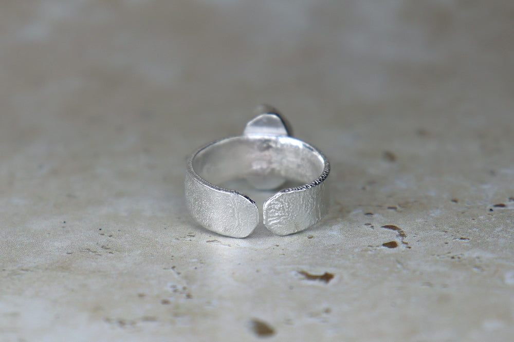 UK Size P Reticulated Welsh Sea Glass Ring