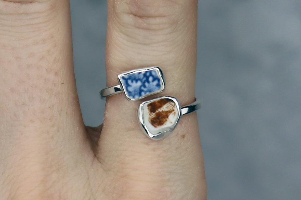 UK Size P Welsh Sea Pottery Ring