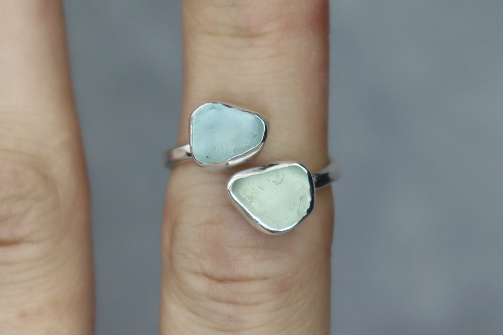 UK Size L/M Welsh Sea Glass Ring
