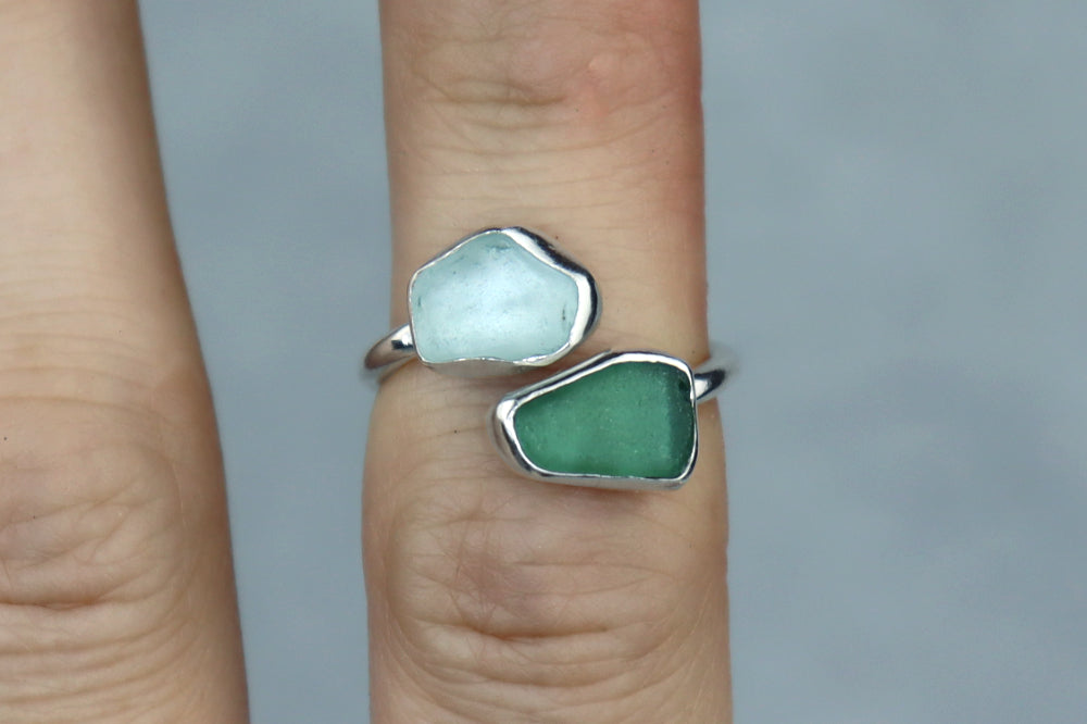 UK Size L Welsh Sea Glass Ring