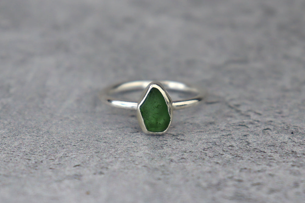 UK Size O Welsh Sea Glass Ring