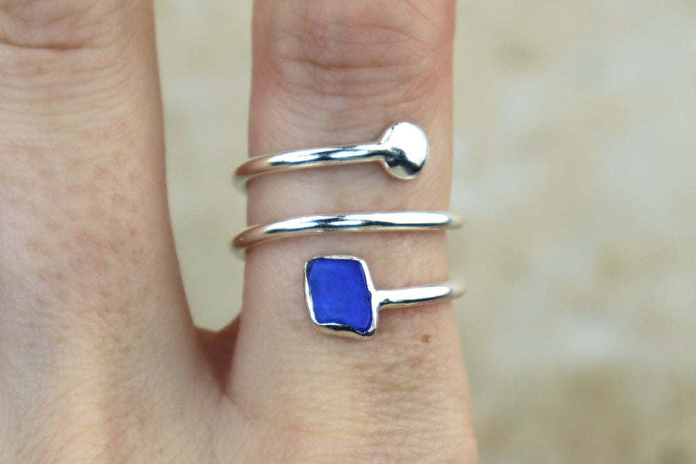 UK Size P Welsh Sea Glass Ring