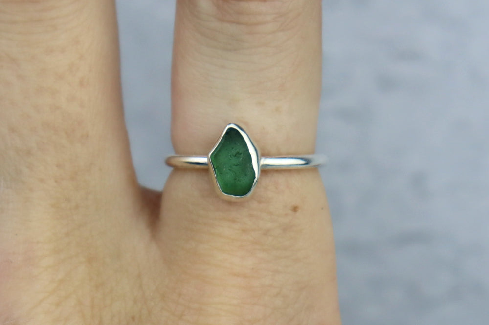 UK Size O Welsh Sea Glass Ring