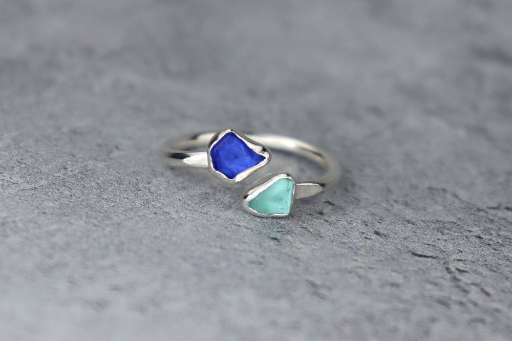 UK Size P Welsh Sea Glass Ring