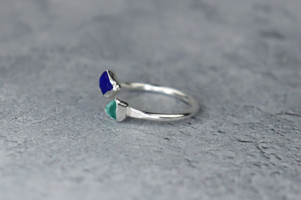 UK Size P Welsh Sea Glass Ring