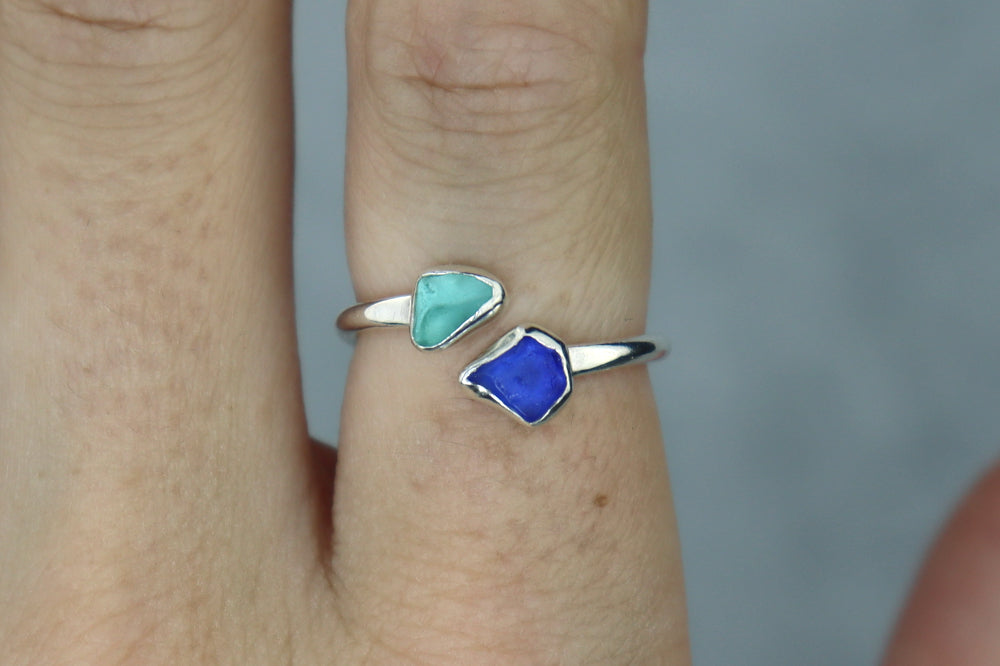 UK Size P Welsh Sea Glass Ring