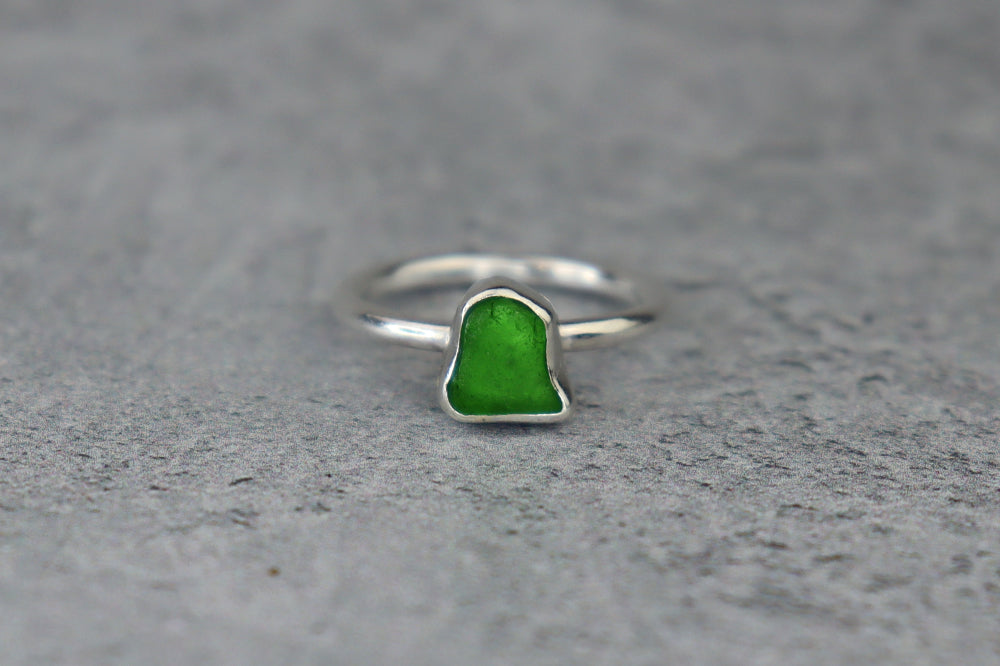 UK Size J/K Welsh Sea Glass Ring
