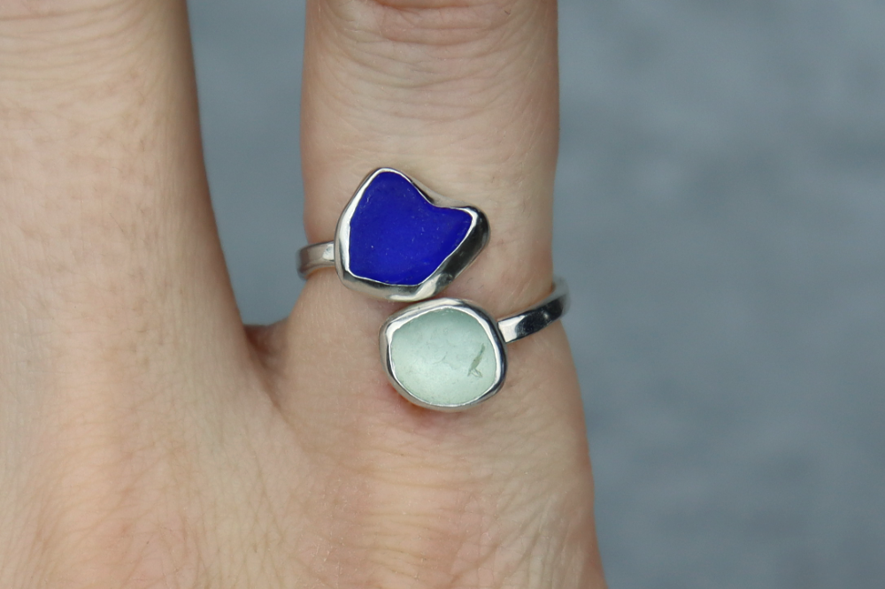 UK Size P Welsh Sea Glass Ring
