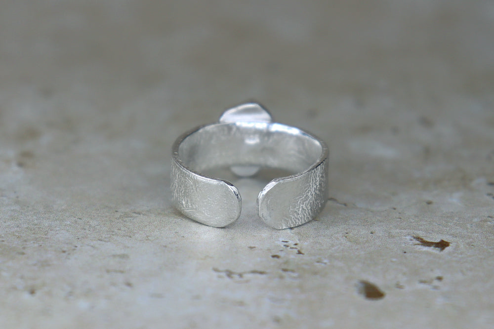 UK Size R Reticulated Welsh Sea Glass Ring