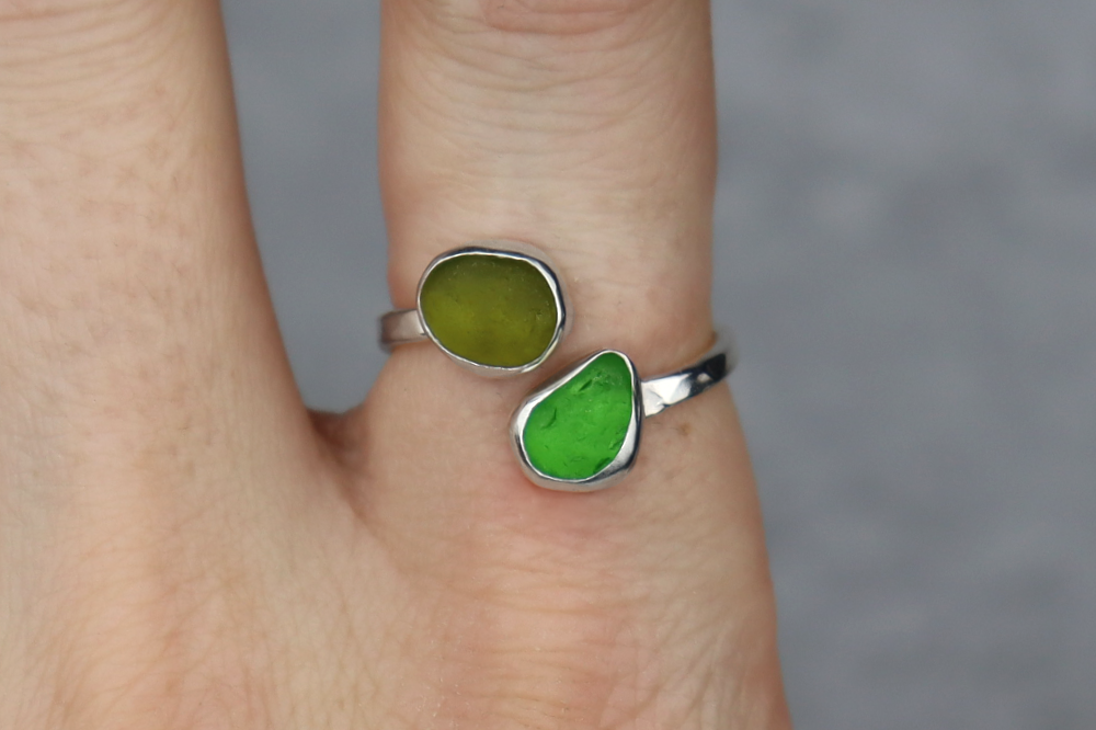 UK Size O Welsh Sea Glass Ring