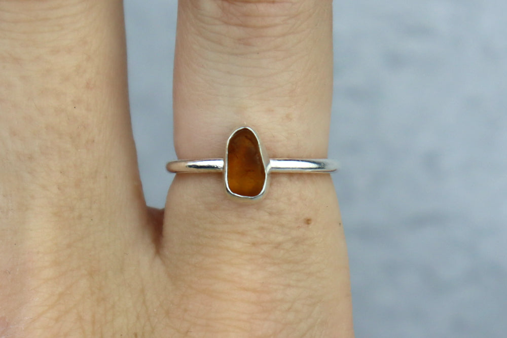 UK Size O Welsh Sea Glass Ring