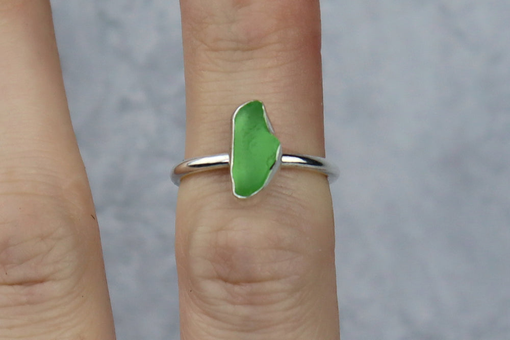 UK Size L Welsh Sea Glass Ring