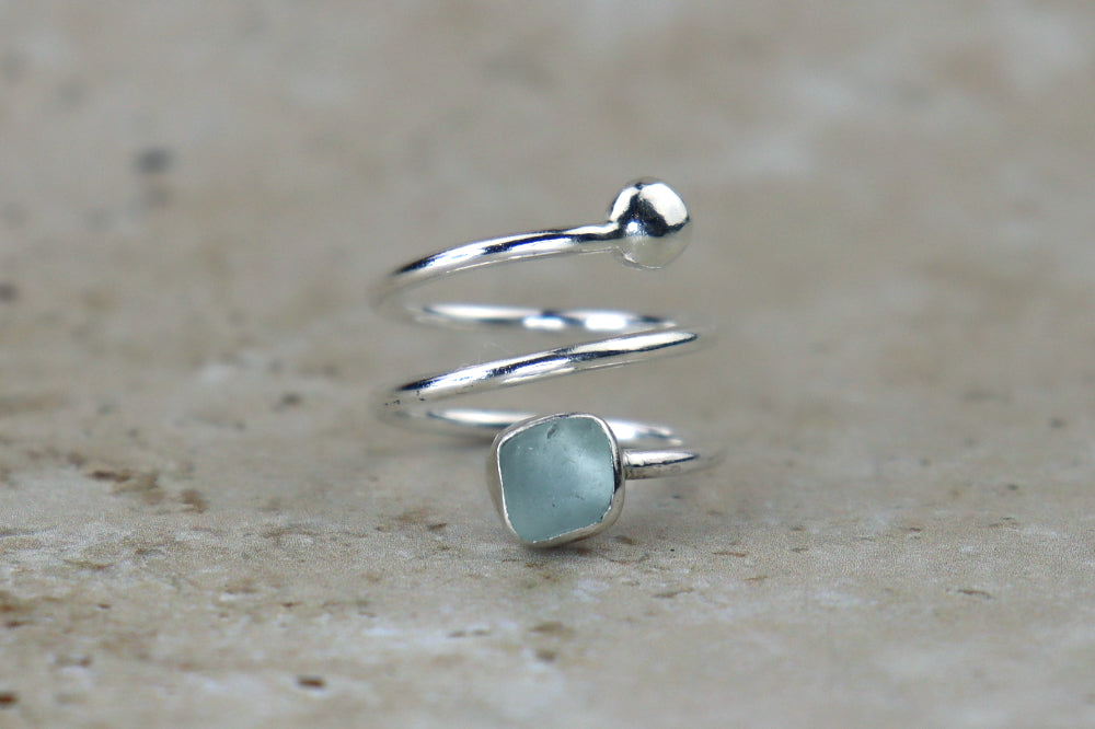 UK Size N Welsh Sea Glass Ring