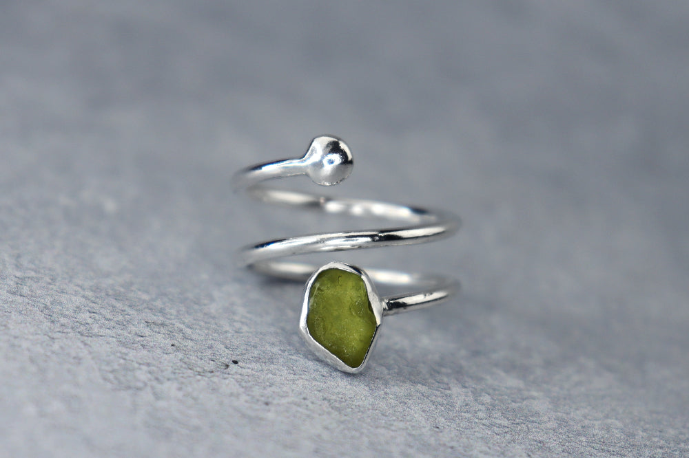 UK Size P/Q Welsh Sea Glass Ring