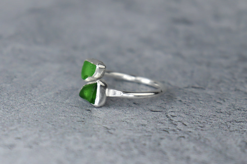 UK Size L Welsh Sea Glass Ring